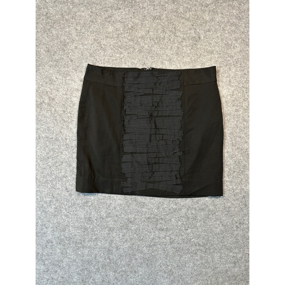 Gap Womens Black Stretch Mini Skirt Ribbon Tiered Front Detail Size 6